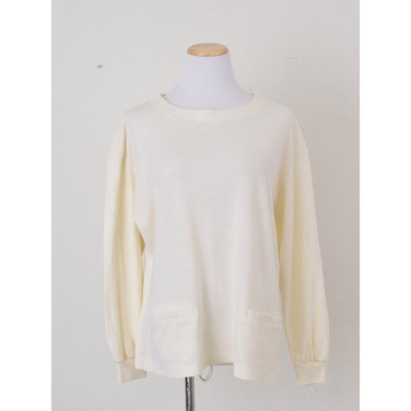 Vintage 80s Beige Long‎ Sleeves tee shirt size M - Picture 2 of 10